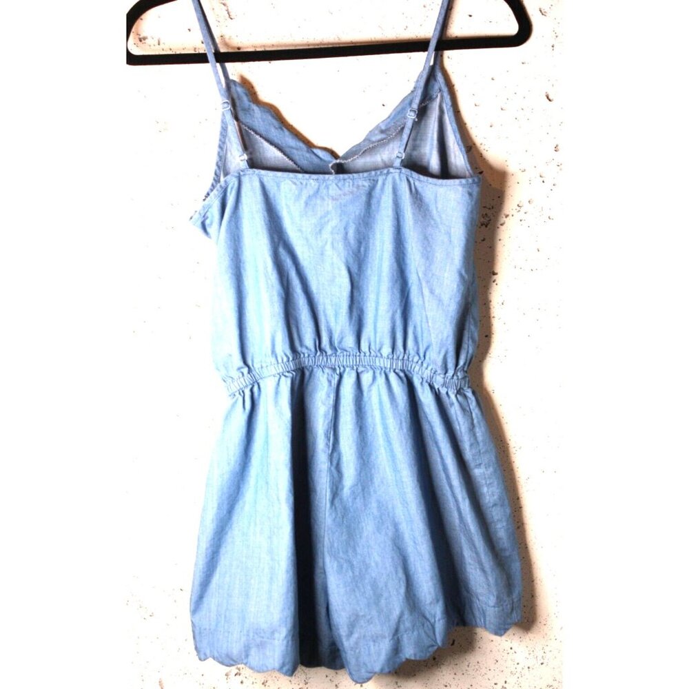 Pixley Shorts Romper Jumper Thin Shoulder Strap Light Blue Denim Womens Size S - Picture 2 of 6